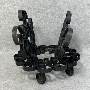 Vintage Black Metal Swirl Scroll Napkin Letter Holder Wrought Iron ?‎ Organizer
